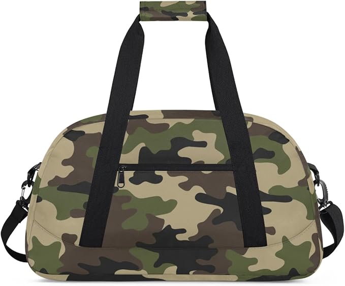 Camo Kids Duffel Bag for Boys, Camouflage Sports Gym Bag Overnight Travel Weekender Bags Lightweight Carry On Sleepovers Bag for School Practice Gymnastics
