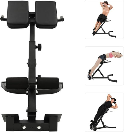 Roman Chair Hyperextension Bench for Strength Training Adjustable Back Extension Machine Ab Bench & Foldable Sit-Up Bench for Athletes, Core Work & Home Gym Workouts