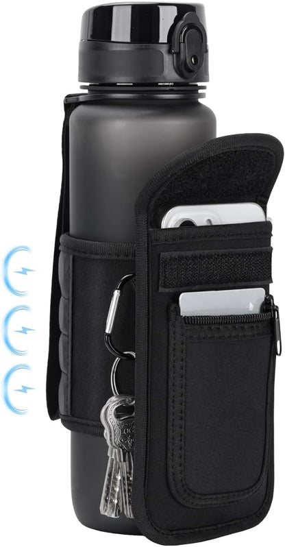 Magnetic Gym Water Bottle Bag – Instantly Attach to Metal Devices, Racks & Machines, Fits 18–40oz Bottles, Gym Accessories with Phone Pocket & Key Clip for Men & Women