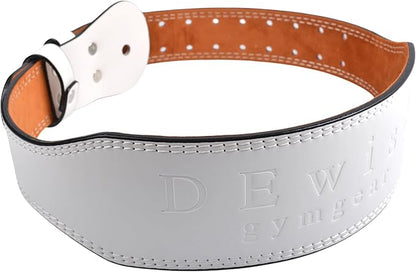 Leather Gym Fitness Belt, 4" & 6" Padded Lumbar Back Support, 10 Adjustable Holes for Weightlifting Powerlifting Bodybuilding Deadlift Squat Workout Strength Training