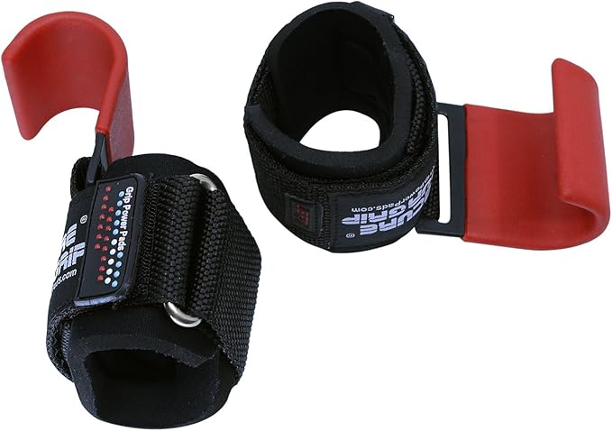 Weight Lifting Rod Hooks Heavy Duty Wrist Wraps Power Weight Lifting Training Gym Grips Straps Set of 2