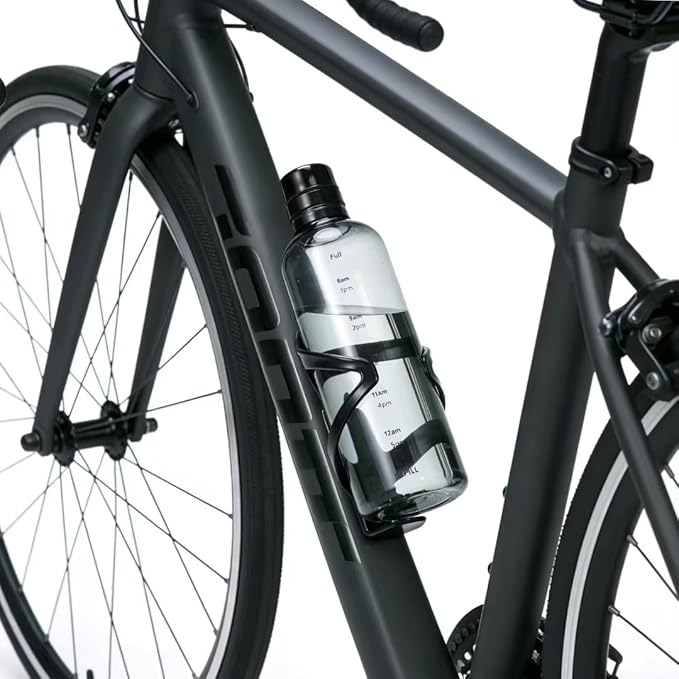 17oz Plastic Sports Bottle ，Time Marker Water Bottle, Leakproof Sports Drinking Bottle for Gym, School, Office, Trave(Black 17oz)