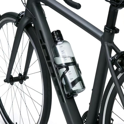17oz Plastic Sports Bottle ，Time Marker Water Bottle, Leakproof Sports Drinking Bottle for Gym, School, Office, Trave(Black 17oz)