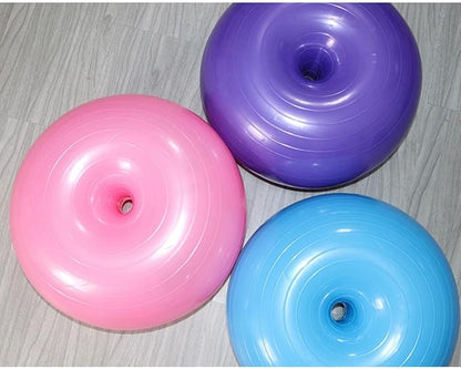 ABOOFAN Donut Yoga Ball PVC Explosion-Proof Balance Exercise Ball with Air Pump Thickened Pink for Core Training and Home Gym Workout