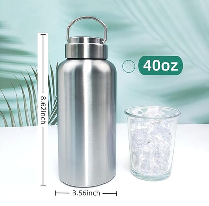 CDJ 42oz Uninsulated Single Wall Stainless Steel Water Bottle, Reusable Metal Water Bottle for Sports, Leakproof and Durable, Perfect for Hiking, Gym, Picnics, and Outdoor Activities
