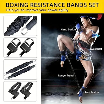1 Piece Resistance Training Set - 35LB & 40LB Boxing, Martial Arts, Strength Training with Wrist Strap/Wrist Strap, Foot Cradle and Tote Bag