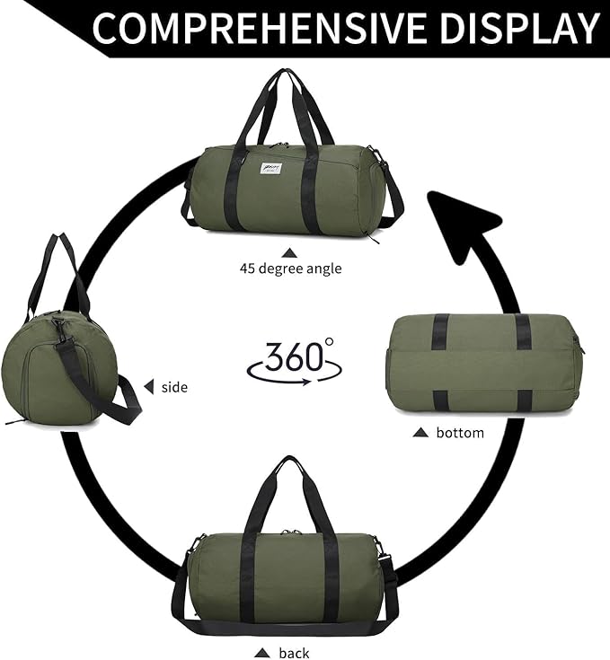 BE SMART Waterproof Mens Gym Bag with Shoe Compartment, Sports Gym Duffle Bag for Men Women, Lightweight Large Sport Duffel Bag for Travel, Sports, Fitness & Workout(Olive Green)