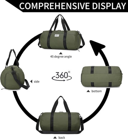 BE SMART Waterproof Mens Gym Bag with Shoe Compartment, Sports Gym Duffle Bag for Men Women, Lightweight Large Sport Duffel Bag for Travel, Sports, Fitness & Workout(Olive Green)
