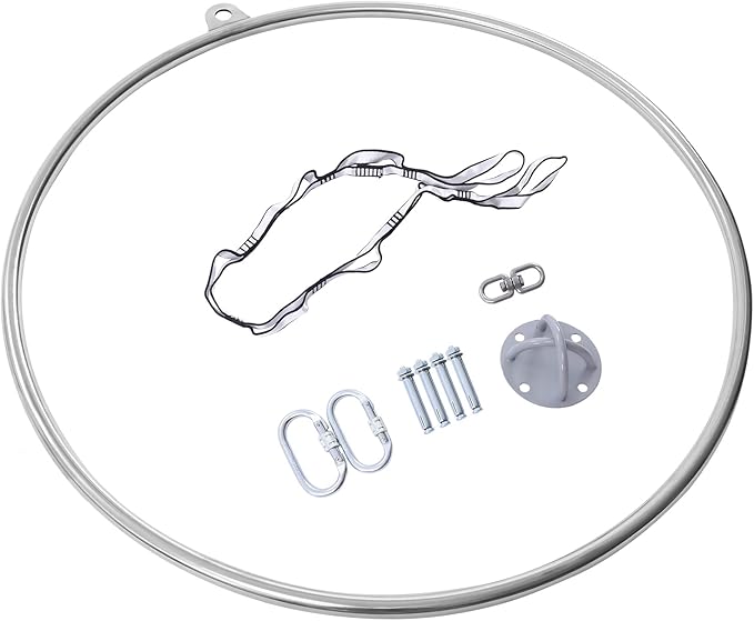 LYNICESHOP Complete Professional Aerial Hoop Kit, 115 kg/253 lbs Heavy-Duty Aerial Lyra with Certified Strength Test, 210 Stainless Steel Aerial Hoop for Dance, Acrobatics & Fitness Training
