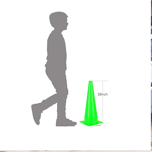 [5 Pack] 18 inch Traffic Cones, Safety Road Parking Cones,Agility Field Marker Cones for Soccer Basketball Football Drills Training, Outdoor Sport Activity & Festive Events– (5 Color Options)