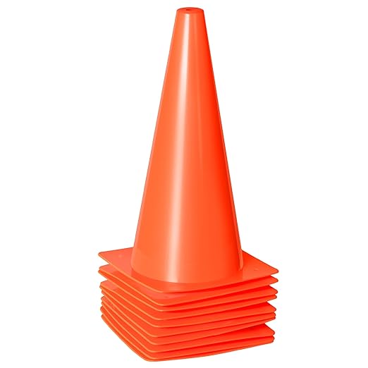 12 Inch Traffic Training Sports Cones, [10 Pack] Orange Safety Cones, Soccer Basketball Cones for Drills, Plastic Marker Cones for Indoor/Outdoor Activity & Festive Events