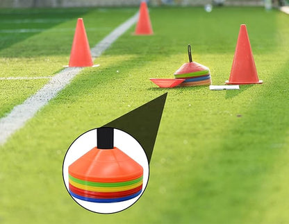 RUBY.Q 50/100/200pcs Disc Cones, Soccer Cones, Basketball Cones with Carry Bag and Holder, Football, Soccer, Basketball Training Equipment, 5 Colors
