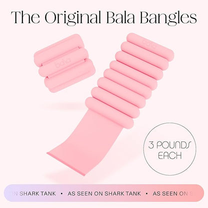Bala Bangles Wrist & Ankle Weights for Women & Men - Adjustable Weighted Bands - Soft Silicone Arm & Leg Weights for Pilates, Yoga, Walking, Barre, Home Workout & Strength Training Exercise