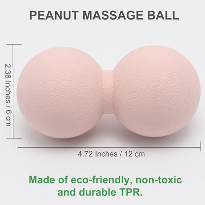 Small Hard Peanut Massage Ball, Double Ball Peanut Roller Mobility Massager Tool for Deep Tissue Massage Physical Therapy Myofascial Release Trigger Point Muscle Relax Pain Relief Acupressure (Pink)