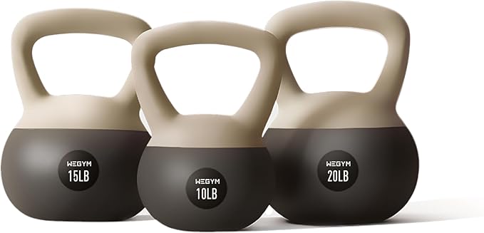 WeGym Soft Kettlebells with Cushioned Impact-Resistant Base and Anti-Slip, Wide-Grip Handle for Home Workouts, Weightlifting, and Full Body Strength Training