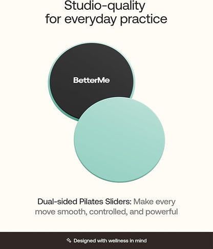 BetterMe Pilates Sliders – Dual-Sided Exercise Sliders for Core Training – Compact Workout Gliders for Home Fitness, Abs & Full Body Workouts