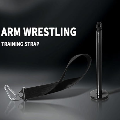 Arm Wrestling Training Strap with Loading Pin - Hand Grip Finger Wrist Belt Arm Forearm Exerciser Strengthener Workout Equipment - Compatible 1in or 2in Barbell Plates