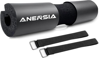Barbell Pad for Squats & Hip Thrusts – 1.2” Extra-Thick High-Density Foam – Non-Slip Neck & Shoulder Support Cushion – Fits Olympic & Standard Bars – Quick On/Off Design + 2 Securing Straps
