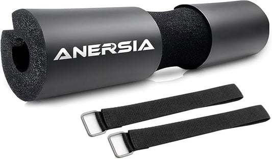 Barbell Pad for Squats & Hip Thrusts – 1.2” Extra-Thick High-Density Foam – Non-Slip Neck & Shoulder Support Cushion – Fits Olympic & Standard Bars – Quick On/Off Design + 2 Securing Straps
