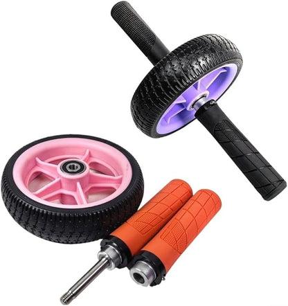 Home Fitness Abdominal Exerciser with Single Wheel, Durables 500 lb Load Capacity, Ergonomic 150 mm EVA Handle, Textured Non-Slip Tire for Stable Rolling on Multiple Surfaces(pink+purple)