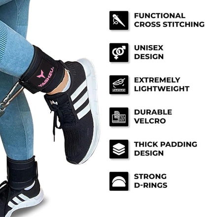 Ankle Straps for Cable Machines Women, Glute Kickback Cable Machine Attachments, Gym Ankle Cuffs, Wrist Cuffs for Workout, Leg Training Accessory, Fitness Gear for Home or Gym