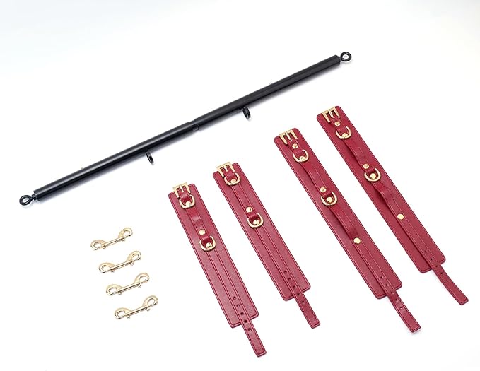 Heavy Duty Stainless Steel Expandable Spreader Bar with 4pcs PU Black--Pink Skull Pattern Detachable Adjustable Straps,Workout Bar for Home Indoor Gym Training Kit