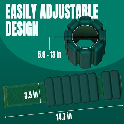 Sportneer Wrist & Ankle Weights for Women Men - 1 Pair (1 lb/2 lb Each) | Adjustable Weighted Bracelet Silicone Bangles for Yoga, Dance, Pilates, Cardio, Aerobics, Gym, Pool Exercises and Jogging