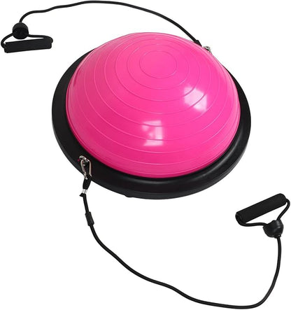 Half Ball Balance Trainer Stability Yoga Exercise Ball with Bands and Pump for Home Gym Core Training Yoga Fitness Abdominal Training, 18.1 Inch Anti-Slip