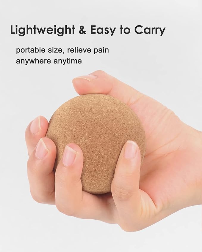 KITWILD Cork Massage Ball, High Density Fine Particles Massage Ball for Deep Tissue Muscle Massage, Myofascial Release, and Yoga Therapy, 2.5 Inch Lacrosse Ball - 2 Pack