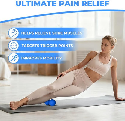 KYKJEYDD Peanut Massage Ball-Double Lacrosse Ball for Deep Tissue Massage & Myofascial Release Medium Density Trigger Point Therapy Tool for Muscle Pain Relief Neck Back Feet & Spine for Yoga