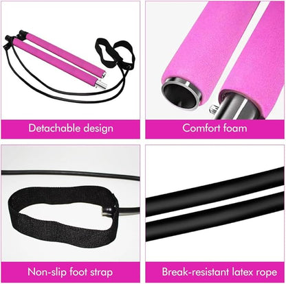 Pilates Bar Kit with Resistance Bands, at Home Workout Equipment Resistance Bands, Multifunctional Pilates Bar for Women & Men Gym Yoga Fitness Strength Training