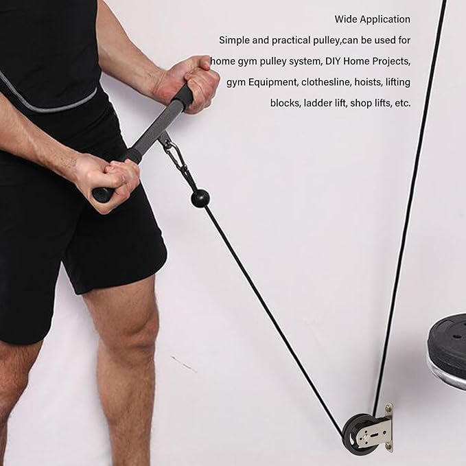Gym Pulley Blocks Wall Mount Fixed Pulley Wheel 360 Degree Rotation, Silent Bearing Cable Pulley for LAT Pulley System, Includes Expansion Bolts for Home Gym DIY Projects