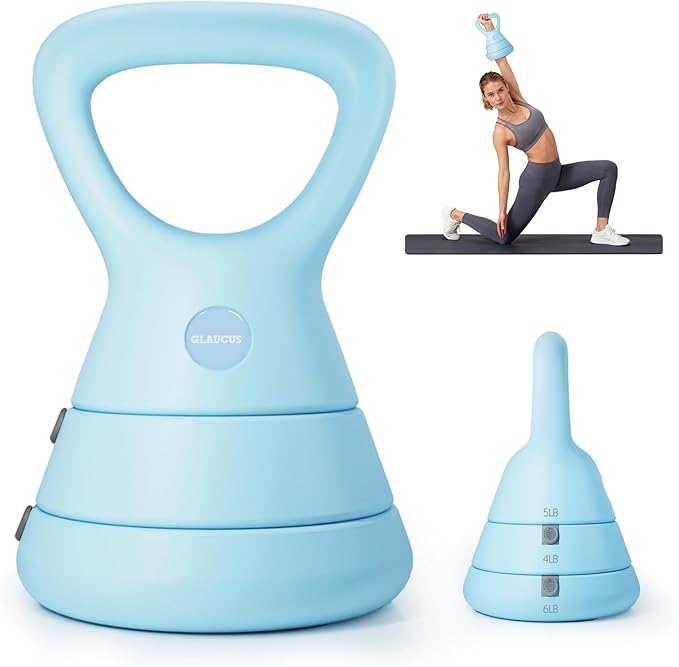 Adjustable Kettlebell, 5lb 9lb 15lb Kettlebell Weights Set, Ergonomic Design & Wide-Handle for Home Gym, Full-Body Workouts Strength Training and Weight Loss, Good for Men Women & Beginners