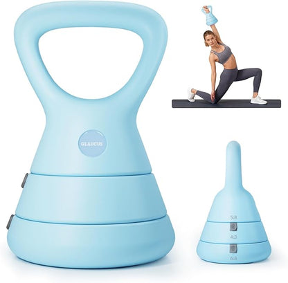 Adjustable Kettlebell, 5lb 9lb 15lb Kettlebell Weights Set, Ergonomic Design & Wide-Handle for Home Gym, Full-Body Workouts Strength Training and Weight Loss, Good for Men Women & Beginners