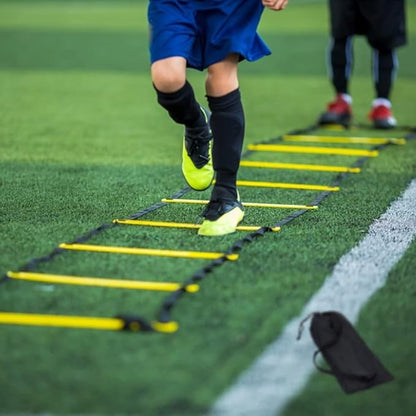 12 Rungs Agility Ladder Set, Training Ladder with Steel Stakes and Carry Bag for Soccer, Speed Fitness Feet Training