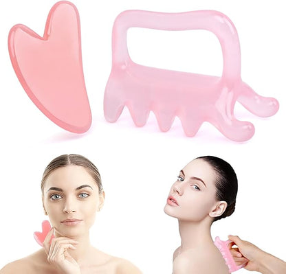 iayokocc 2 Pcs Resin Scraping Tools Kit, Gua Sha Facial Muscle Scraper Massage Tool for Cellulite Trigger Point, Lymphatic Drainage Massager for Body Release Muscle Knot Cellulite Remover