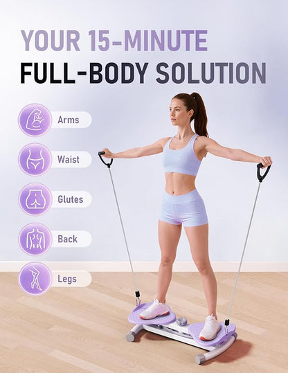 Waist Twister Machine for Body Toning, Fat Burning, Supports 300 lbs, Noiseless, Anti-Slip, Compact Portable for Home, Gym, Apartment, Office
