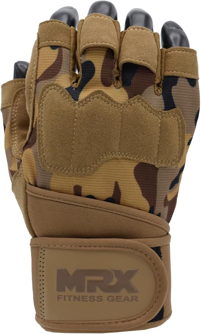 MRX Weightlifting Gloves for Men Workout Gloves Mens Wrist Support Lifting Gloves Male Gym Gloves | Workout Gym Accessories for Men Weight Lifting Fingerless Gym Exercise for Powerlifting