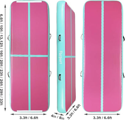 FBSPORT Inflatable Air Gymnastics Mat Training Mats 4/8 inches Thickness Gymnastics Tracks for Home Use/Training/Cheerleading/Yoga/Water with Pump