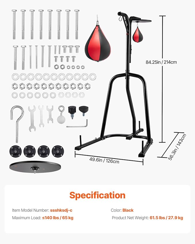VEVOR 2 in 1 Punching Bag Stand, Steel Heavy Duty Workout Equipment,Freestanding Sandbag Rack,for Home Gym Fitness