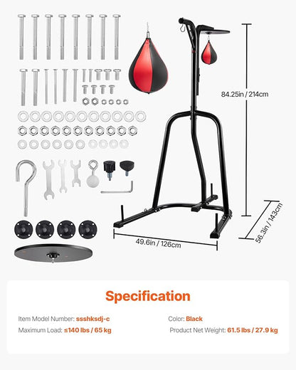 VEVOR 2 in 1 Punching Bag Stand, Steel Heavy Duty Workout Equipment,Freestanding Sandbag Rack,for Home Gym Fitness