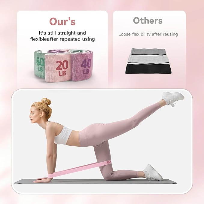 Resistance Bands Set, 3 Levels Non-Slip Workout Bands for Glutes & Legs, Durable Wide Elastic Fitness Bands for Women Men, Home Gym, Yoga