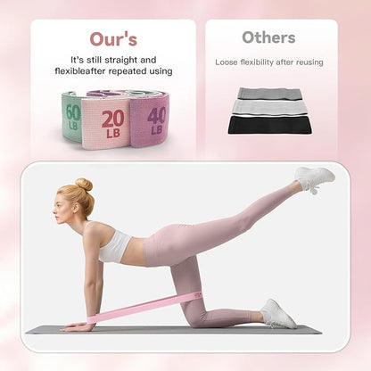 Resistance Bands Set, 3 Levels Non-Slip Workout Bands for Glutes & Legs, Durable Wide Elastic Fitness Bands for Women Men, Home Gym, Yoga