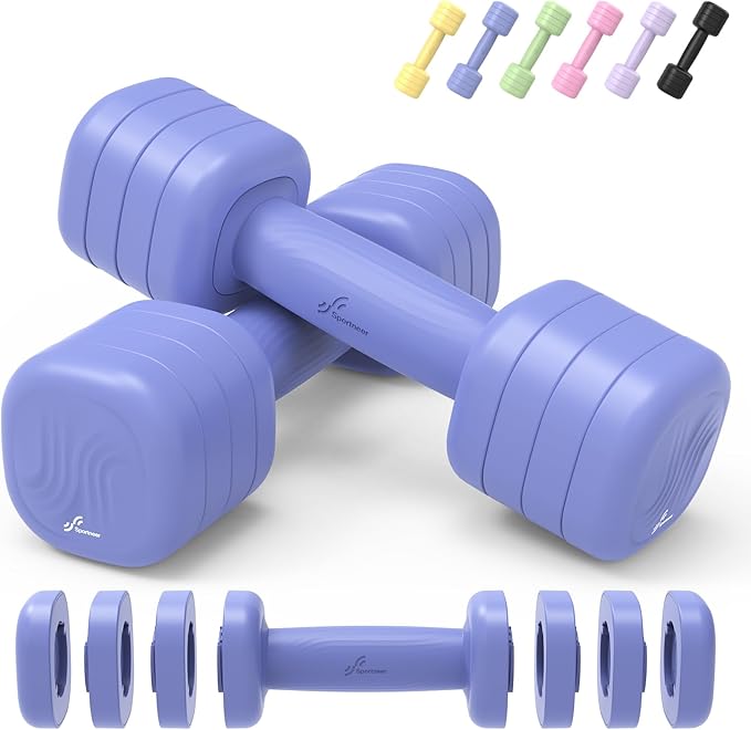 Adjustable Dumbbell Set of 2: Sportneer 4 in 1 Free Weights Dumbbells Set for Women, Hand Weights for Women at Home, Each 2lb 3lb 4lb 5lb Weights with Soft Rubber Handle for Home Gym Exercise Training