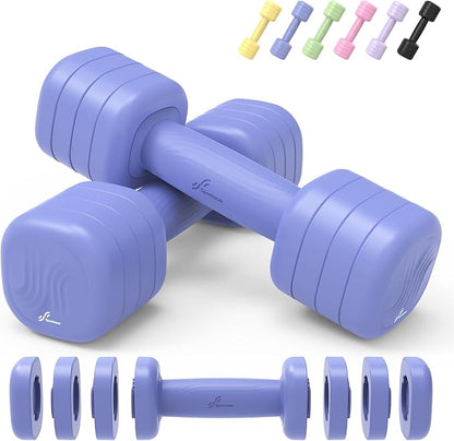 Adjustable Dumbbell Set of 2: Sportneer 4 in 1 Free Weights Dumbbells Set for Women, Hand Weights for Women at Home, Each 2lb 3lb 4lb 5lb Weights with Soft Rubber Handle for Home Gym Exercise Training