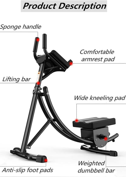 Ab Machine - Adjustable Core Trainer for Home Gym, Foldable Abdominal Strength Training Workout Equipment for Women and Men,Ab Cruncher 550 lbs Weight Capacity Strength Training