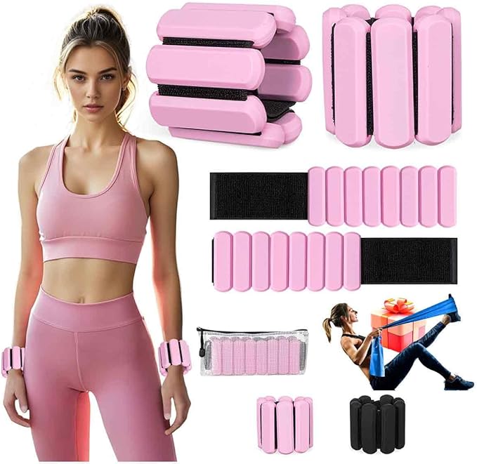 Adjustable Ankle Weights,Wrist Weights for Women & Men,Set of 2 (1Lb Each),Perfect for Walking,Running,Yoga,Pilates,Gym,Strength Training. Weighted wristbands are designed for home gym workouts