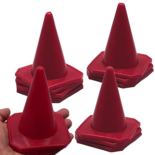 Bluedot Trading 4” Red Mini Plastic Traffic Cones | Set of 40 for Agility Training, RC Racing, Outdoor Activities, Sports Drills, Party Games