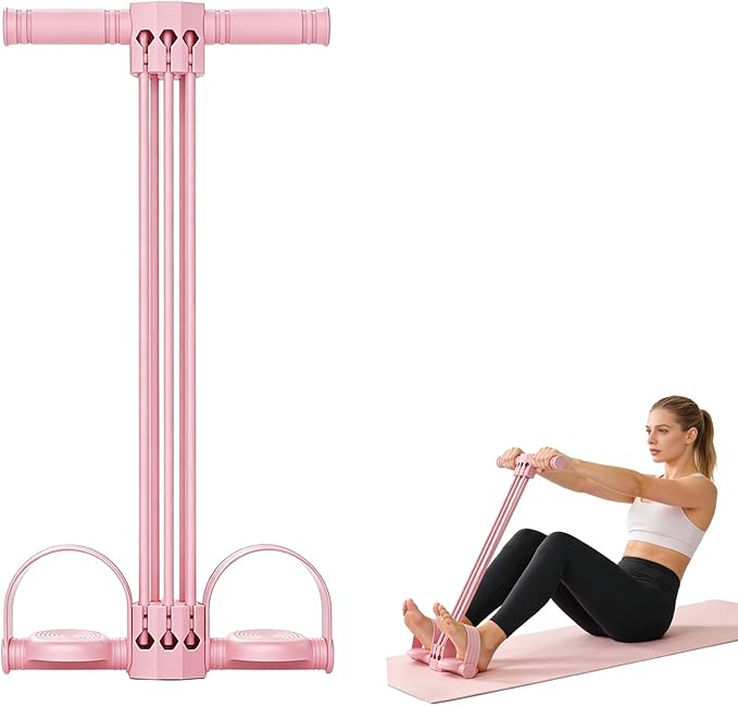 Pedal Resistance Band with Handle,Upgrade 6-Tube Natural Rubber Foot Pedal Resistance Band, Multifunction Pedal Puller Resistance Band for Abdomen, Waist, Arm, Leg, Core/ABS
