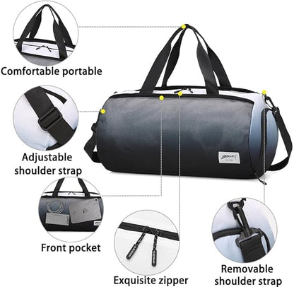 BE SMART Waterproof Mens Gym Bag with Shoe Compartment, Duffle Bag with Wet Pocket for Men, Lightweight Sport Carry On Duffel Bag With Tpu Pocket for Travel, Sports, Fitness & Workout(Black Gradient)